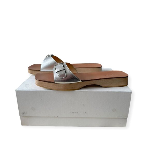 BY FAR Sam Clog Sandals In Silver, Size 41EU New in box - Picture 1 of 14